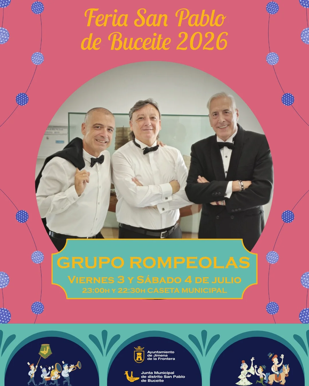 El Grupo Rompeolas pondrá ritmo a dos noches de la Feria de San Pablo de Buceite 2026