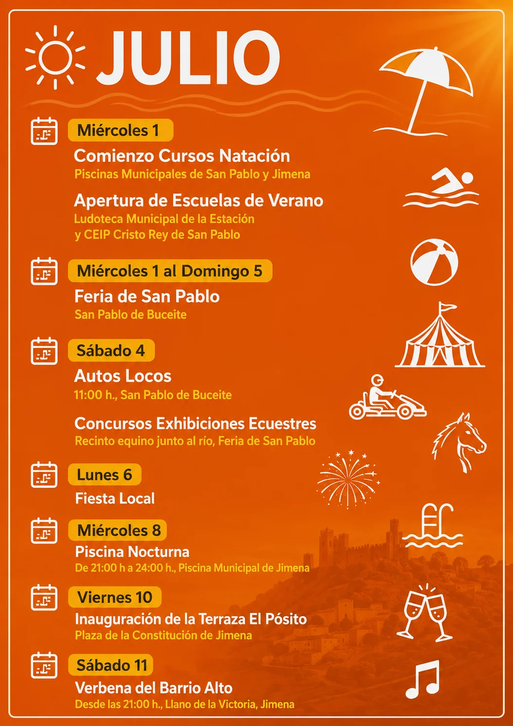 El Ayuntamiento de Jimena de la Frontera presenta la Agenda de Verano 2026