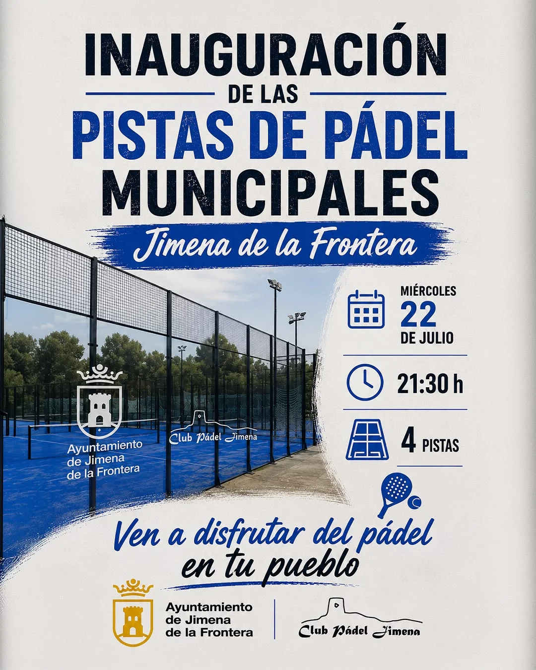 Jimena de la Frontera inaugura sus nuevas pistas municipales de pádel este 22 de julio