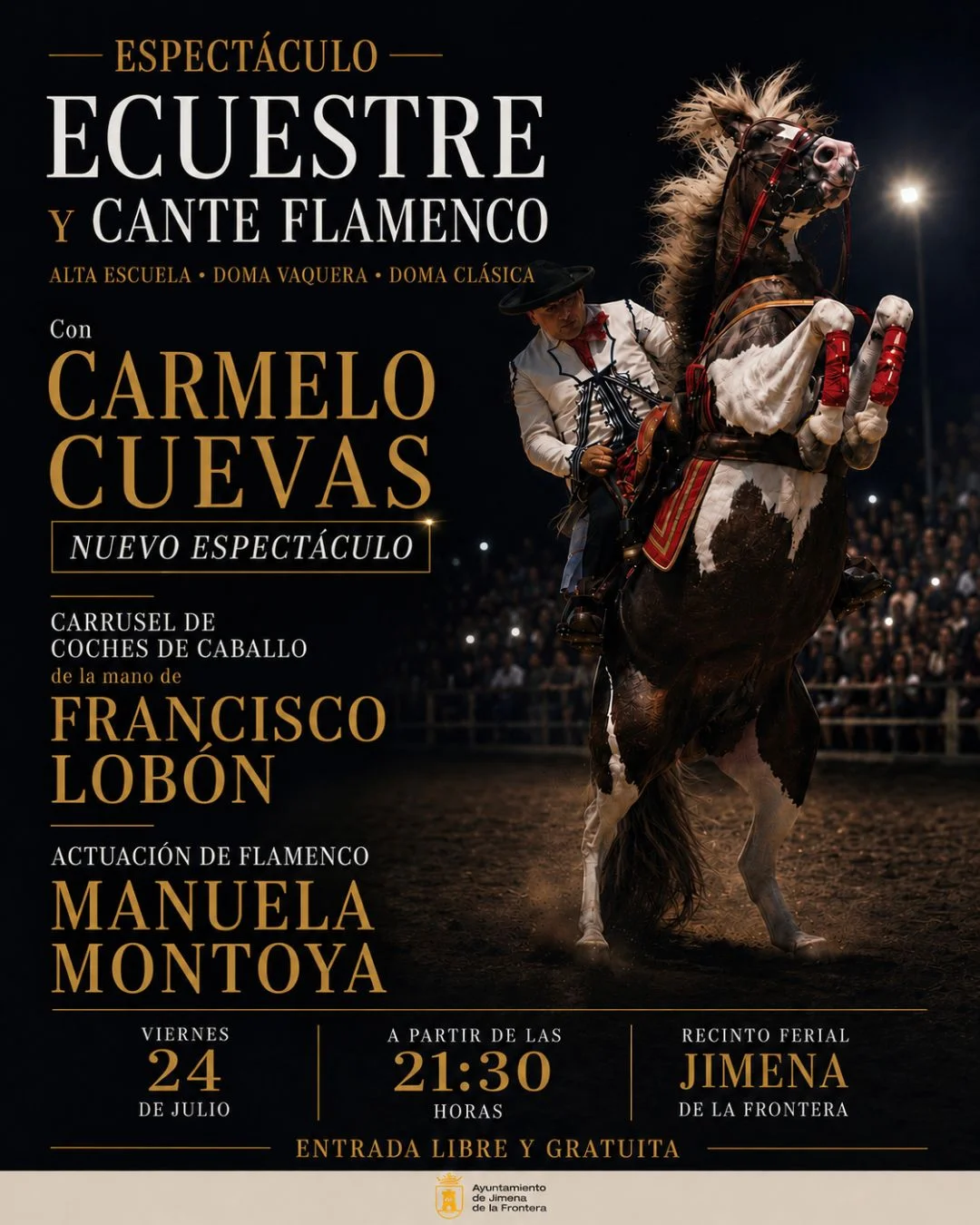 Jimena de la Frontera vivirá una gran noche de caballos y flamenco con un espectáculo ecuestre gratuito